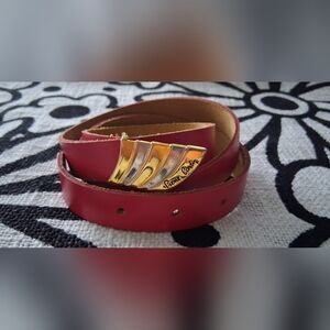 Vintage‎ Pierre Cardin Women’s Large Red Full Grain Cowhide Leather Belt